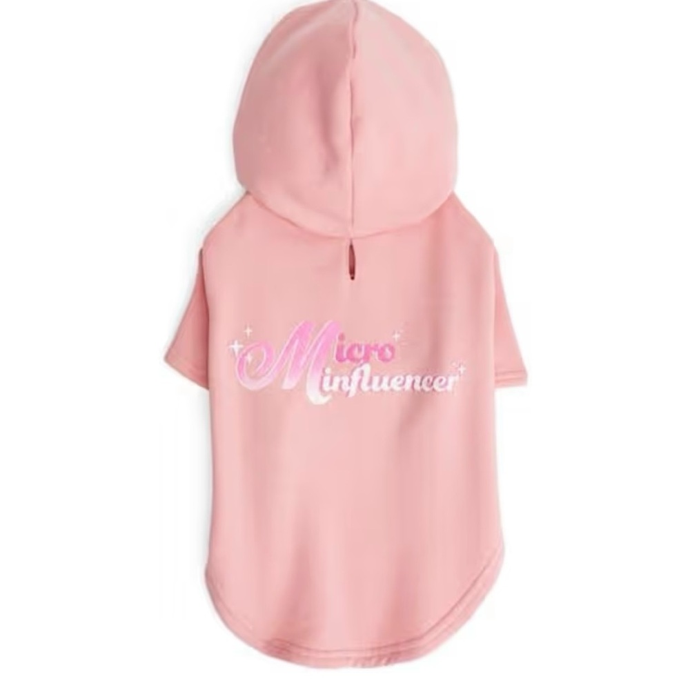 Youly Pet Dog Hoodie The Diva “ Micro Influencer” XS Xtra Small Pink 11-13 in